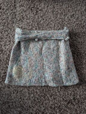 Speckled Knit Skirt with Gold Crescent Accent